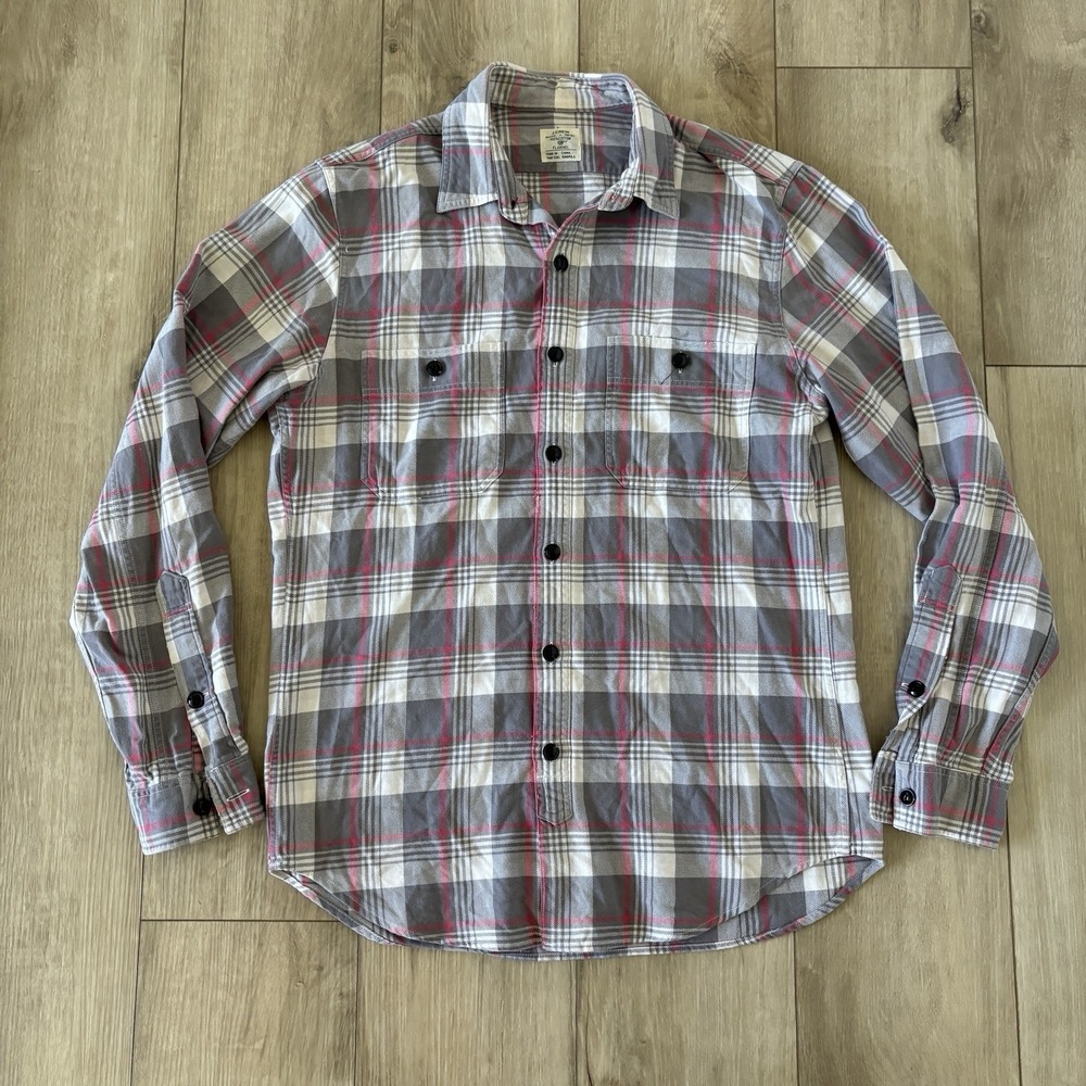 J.CREW Flannel Shirt‎ Plaid Classic Fit Long Sleeve Button Up Mens Size Small